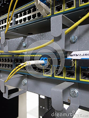 Network device connectors closeup