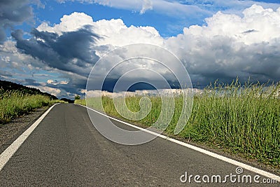 New asphalt road on european countryside