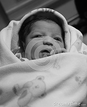 New born asian baby girl s black and white image