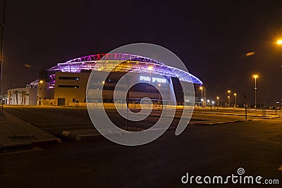 The New Natanya football stadium illuminated at night