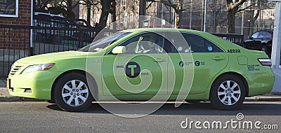 New green-colored Boro taxi in Brooklyn