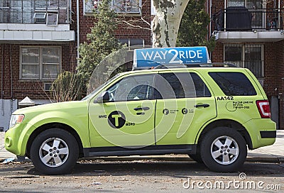 New green-colored Boro taxi in Brooklyn