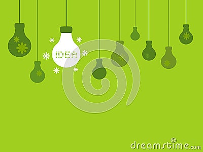 New Idea Light Bulbs on a Green Background