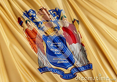 close up shot of wavy state flag of new jersey close up shot of wavy state flag of new jersey