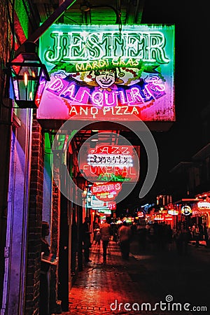 New Orleans Bourbon Street Drinks and Food