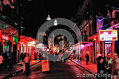 New Orleans Bourbon Street at Night