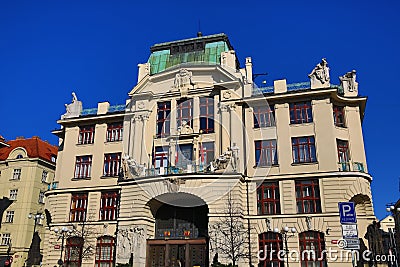 New Town Hall – City of Prague at the Mariánské square, the architecture of the old houses, Old Town, Prague, Czech Republic