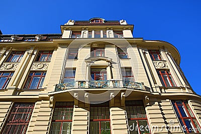 New Town Hall – City of Prague at the Mariánské square, the architecture of the old houses, Old Town, Prague, Czech Republic