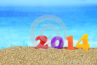 New year 2014 on the beach