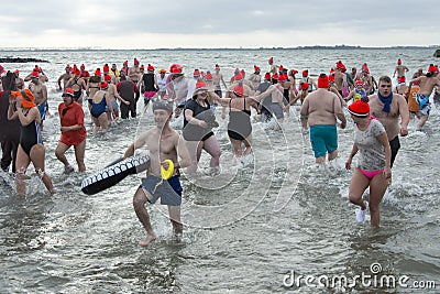 New years traditional swimming on fisrt januari