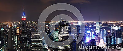 New York City Aerial night scene panorama