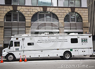 New York City Department of Transportation Emergency Response mobile command center during Super Bowl XLVIII week near Times Squar