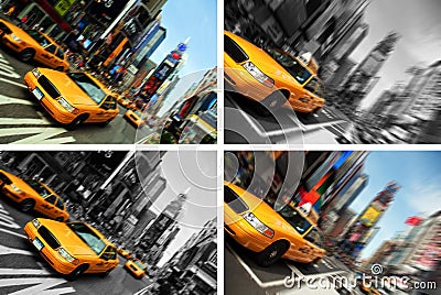 New york city taxi times square, motion blur