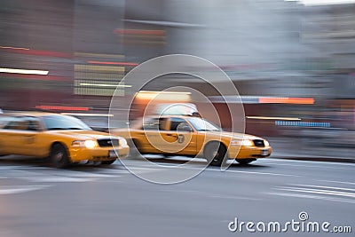 New York City Taxi zooming past