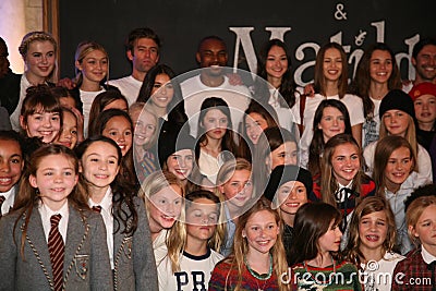 NEW YORK, NY - MAY 19: Cast of Matilda poses with models at the Ralph Lauren Fall 14 Children s Fashion Show