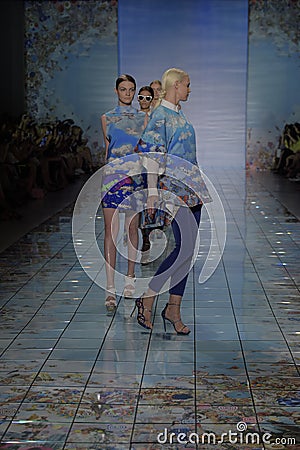 NEW YORK, NY - SEPTEMBER 06: Models walk the runway at the LIE SANGBONG Spring-Summer 2015 Collection