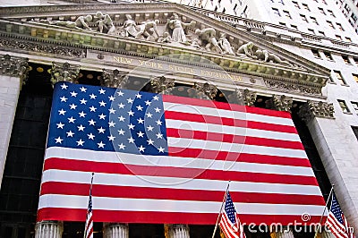 New York Stock Exchange flies American flag