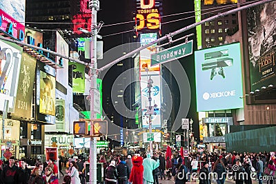 NEW YORK, US - NOVEMBER 22: Busy Times Square at night. November