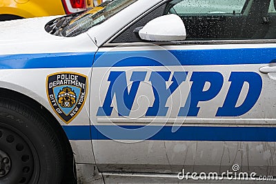 NEW YORK, US - NOVEMBER 22: Detail of door of New York Police ca