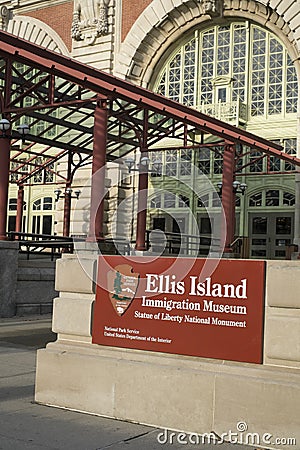 NEW YORK, US - NOVEMBER 22: Facade of Ellis Island museum, forme