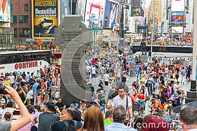 NEW YORK, USA - AUGUST 20, 2014: Times Square crowded of tourist