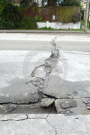 New Zealand Earthquake damage road cracks