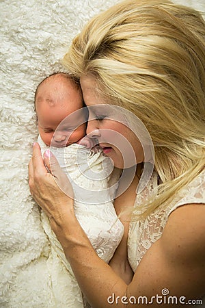 Newborn mother sleeping