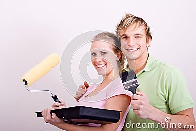 Newlyweds painting home