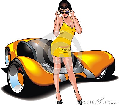 Nice girl and my original designed sport car