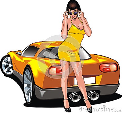 Nice girl and my original designed sport car