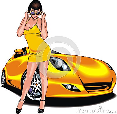 Nice girl and my original designed sport car