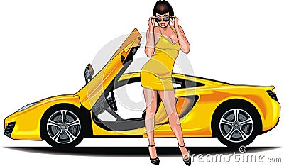 Nice girl and my original designed sport car