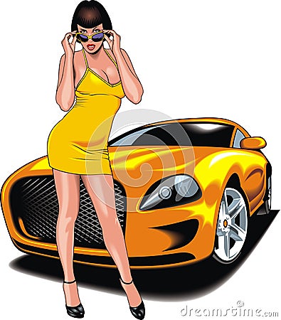 Nice girl and my original designed sport car