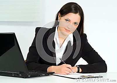 Nice girl working in the office