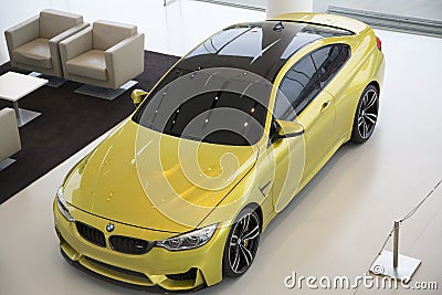 Nice yellow BMW electric car