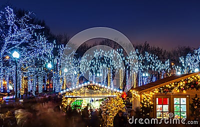 Night illumination of Moscow streets on Christmas Eve