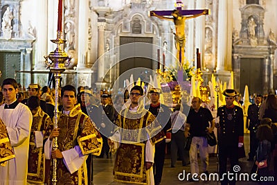 Night procession during Semana Santa in Murcia