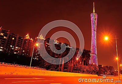 Night scene canton tower in china