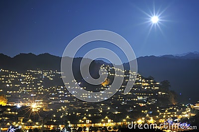 Night scene of Xijiang Miao minority village