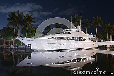 Night shot of luxury yacht