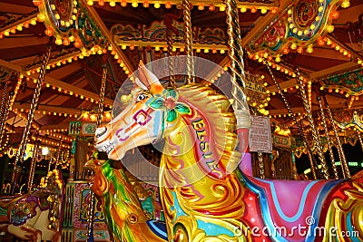 Night time merry go round horse