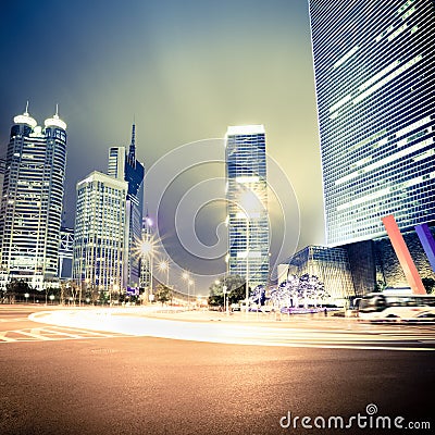 Night view of the century avenue in shanghai