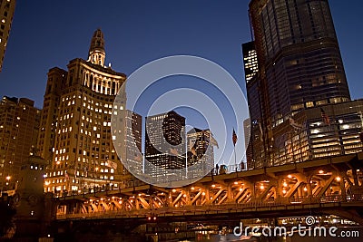 Night View From Chicago River