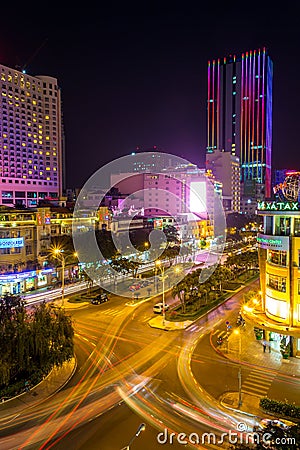 Night view of Saigon traffic, Ho Chi Minh City