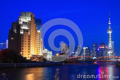 Night view of Shanghai Oriental Pearl TV Tower