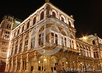 Nightshot of the rear facade of Vienna opera house