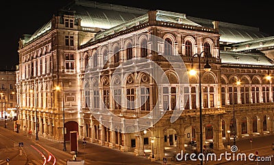 Nightshot of the rear facade of Vienna opera house