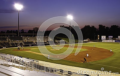 Nighttime Minor League Baseball Stadium
