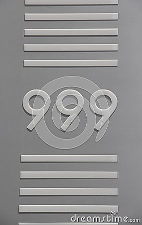 999 3 nines Number Signage with Horizontal Bars