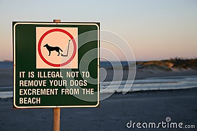 No dogs sign on the beach of Cape Town